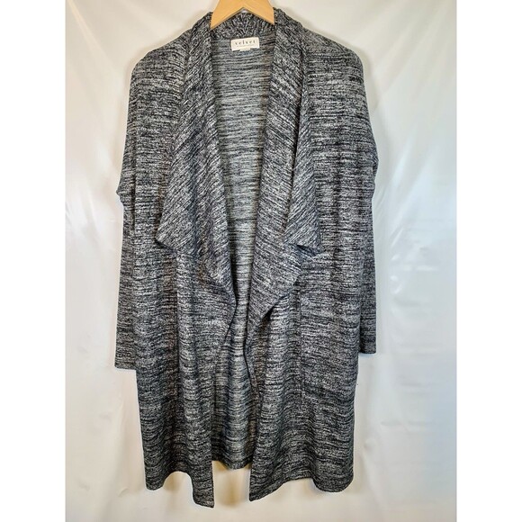 Velvet Graham Spencer Dejavu Gray Open Front Waterfall Oversized Cardigan XS - Picture 2 of 7